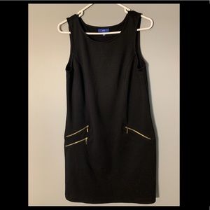 Black Mini Dress with Gold Zippers